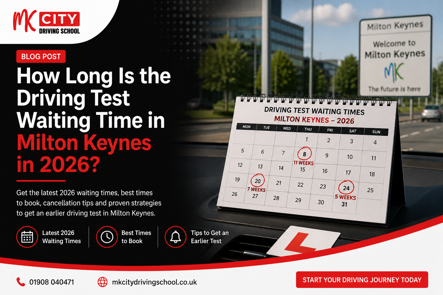 Driving Test Waiting Time in Milton Keynes in 2026