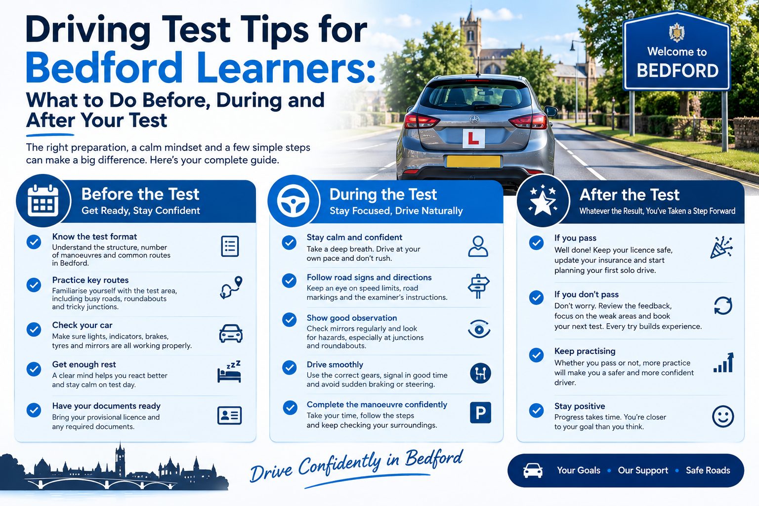 Driving Test Tips for Bedford Learners: What to Do Before, During and After Your Test