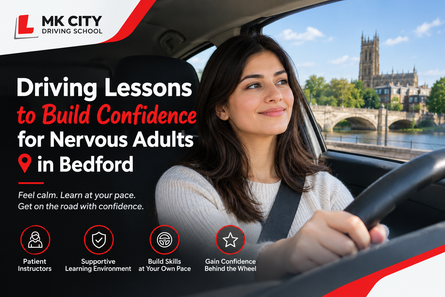 Driving Lessons to build confidence for Nervous Adults in Bedford